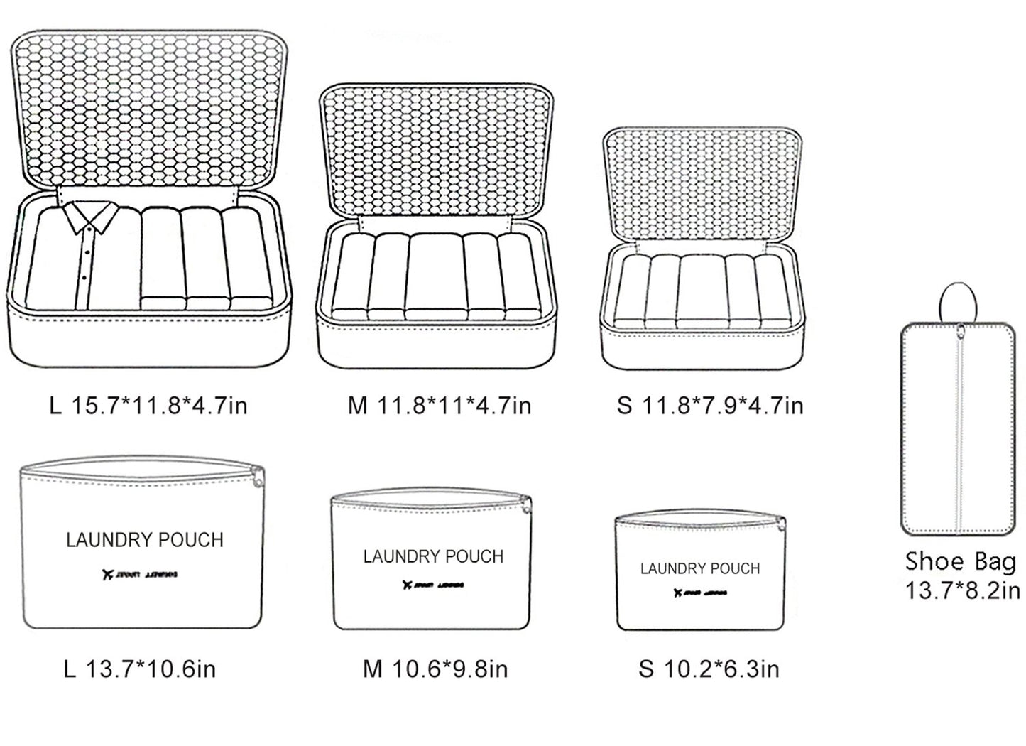 Packing Cubes,Mossio 7 Set Travel Organizers Backpack Waterproof Storage Bags for Trip Blue Circle