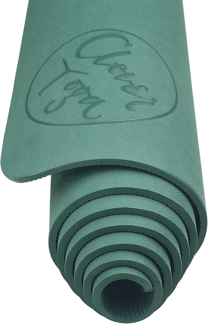 Clever Yoga Better Grip Thick Yoga Mat - Beginner Exercise Yoga Mat with Non-Slip Surface for Home Gym, Earth-Friendly & Recyclable Pilates and Workout Pad Women & Men, 1/4 Inch Thick