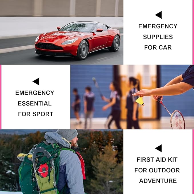 305Pcs Car First Aid Kit Refill Supplies for Business Home First Aid Emergency Kits for Office Business Compact Lovely Bag for Outdoor Activities Skating Boating