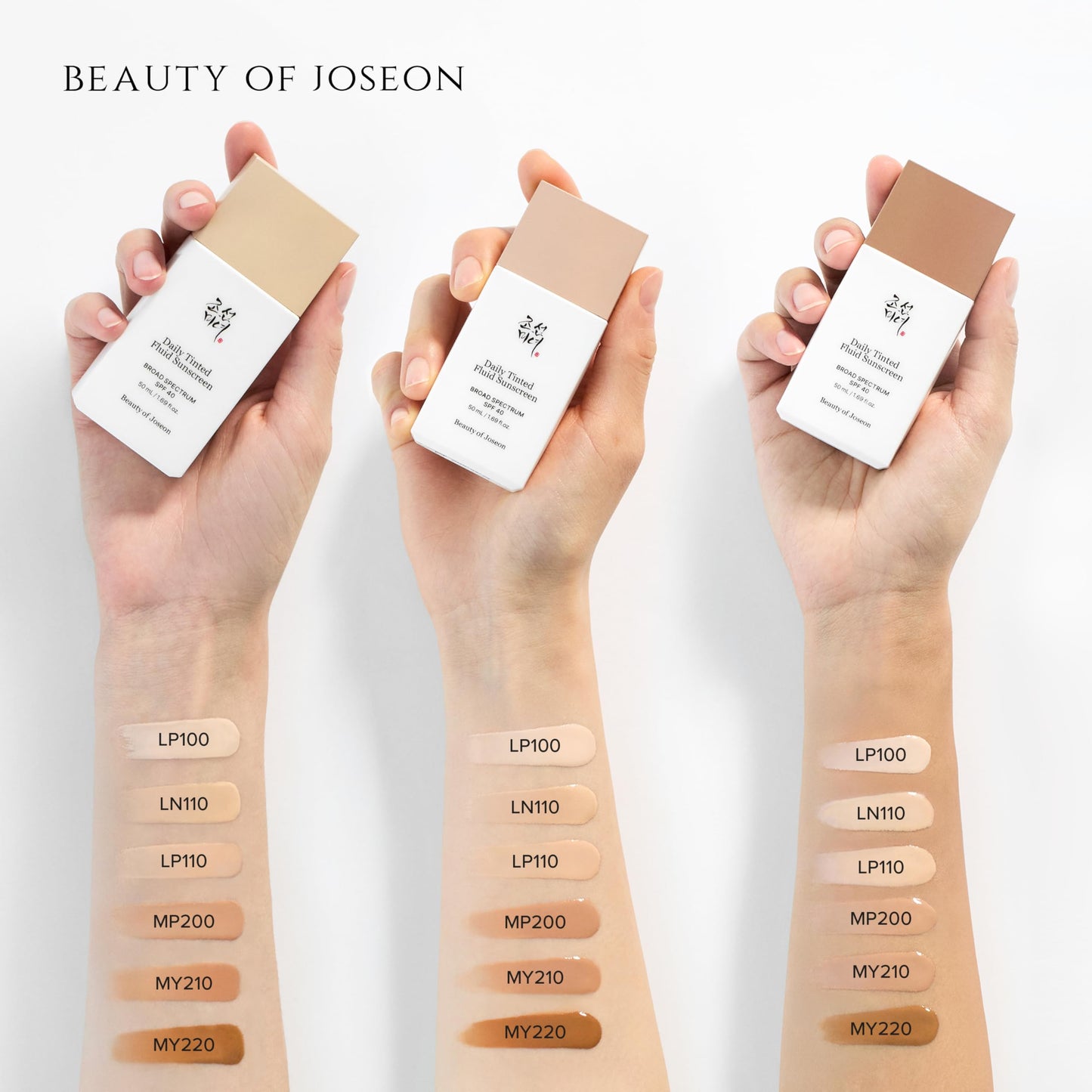Beauty of Joseon Daily Tinted Fluid Sunscreen 12 Shades for Face Moisturizing Broad Spectrum SPF 40 Korean Skincare 50ml, 1.69 fl.oz #MY210