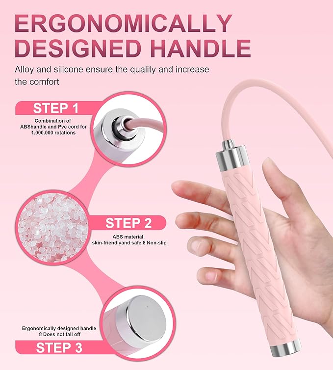Jump Rope for Fitness, AUMCDIK Speed Skipping Rope for Women Men, Adjustable Jumping Rope with Alloy & Silicone Handle for Workout Boxing Aerobic Exercise
