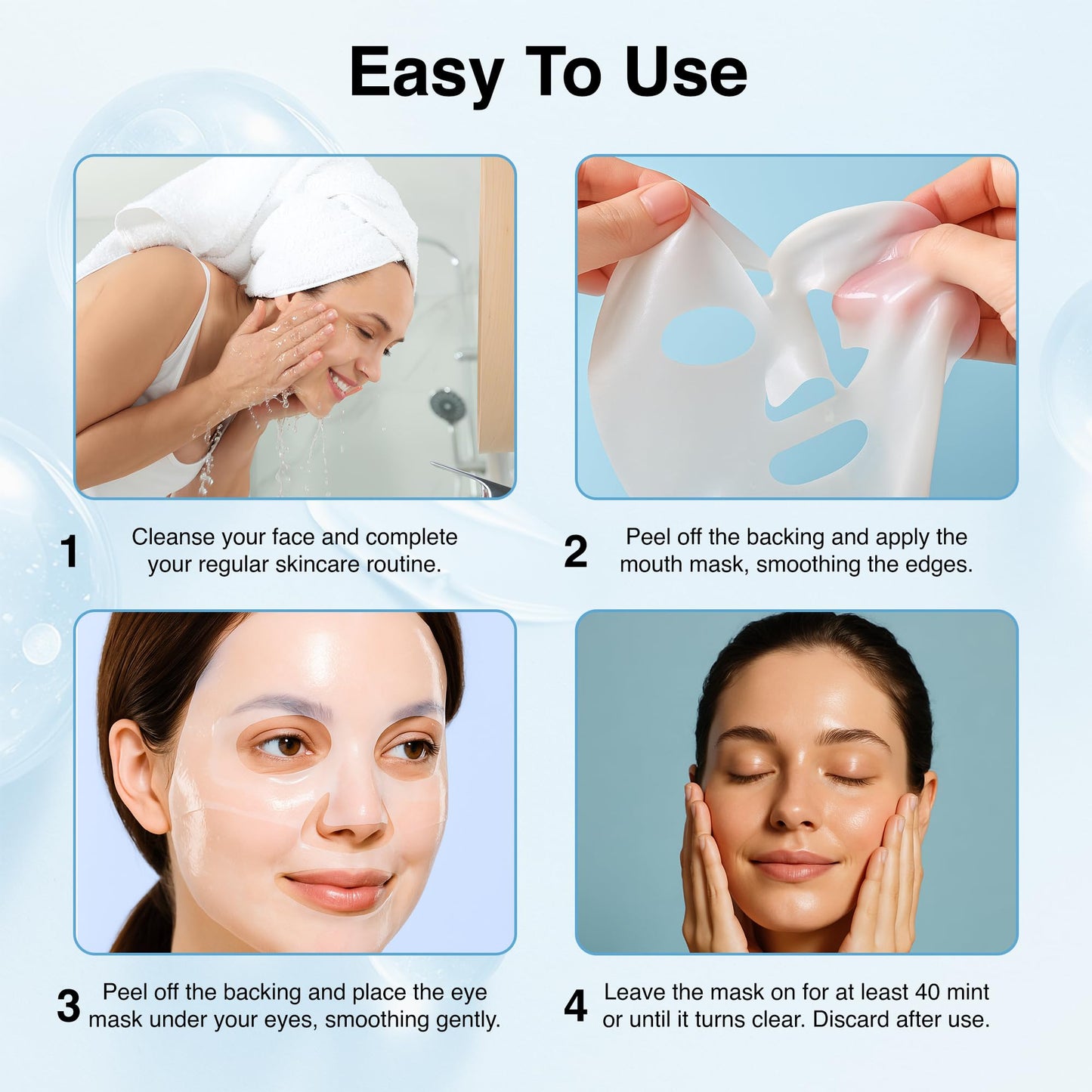 Collagen Face Mask - 6 Pack, Hydrating & Firming Sheet Mask for All Skin Types, Anti-Wrinkle, K-Beauty & Moisturizing Overnight Skincare