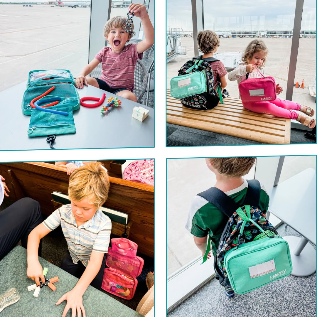 Travel Essentials for Kids – All-in-One Activity Kit for Travel, Road Trip Activities for Kids - Hanging Bag, Includes Toys and Activities for Airplanes, Hotels - Boys & Girls 4+ Years (Seafoam)