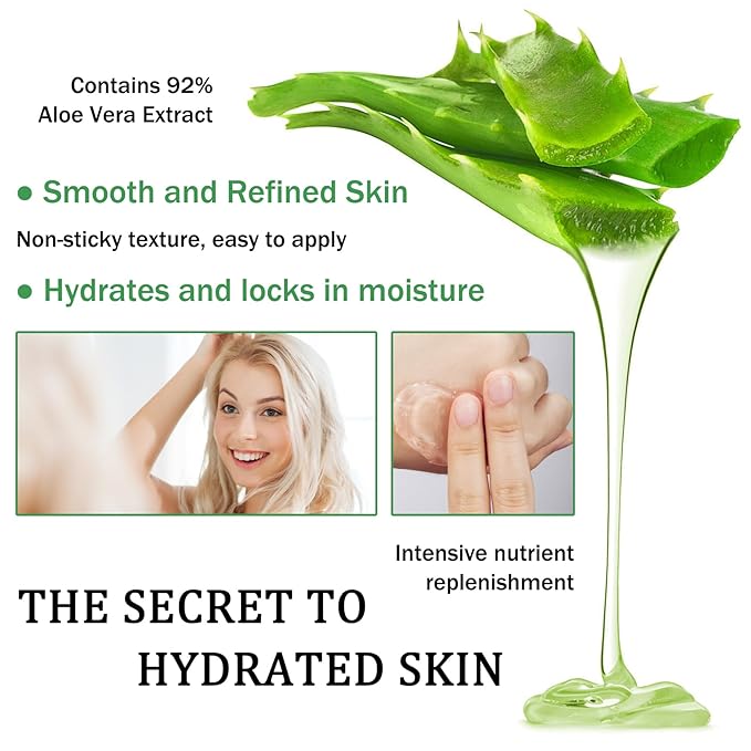 Aloe Vera Gel for Sunburn Relief,Hydrating Travel Size Aloe Vera Gel for Face,Moisturizing Sunburn Relief After Sun Lotion,Fast Absorbing,Non-Sticky Cooling After Sun Lotion Face Moisturizer (B)