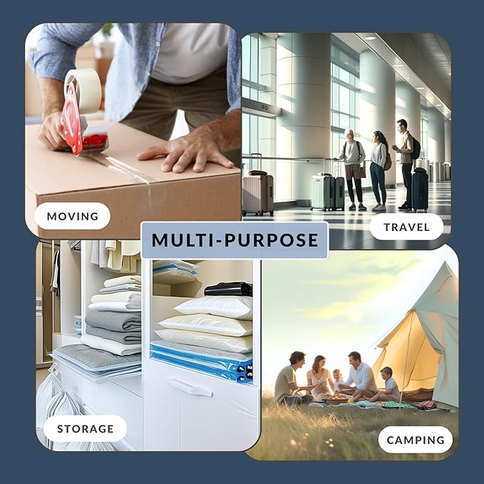 8 Mega Jumbo XXL Vacuum Storage Bags with Pump, Supersized Compression Space Saver for Comforter, duvet, Bedding, Blanket storage, Vacuum Seal Bags for Clothing, Durable Safe Poly Material