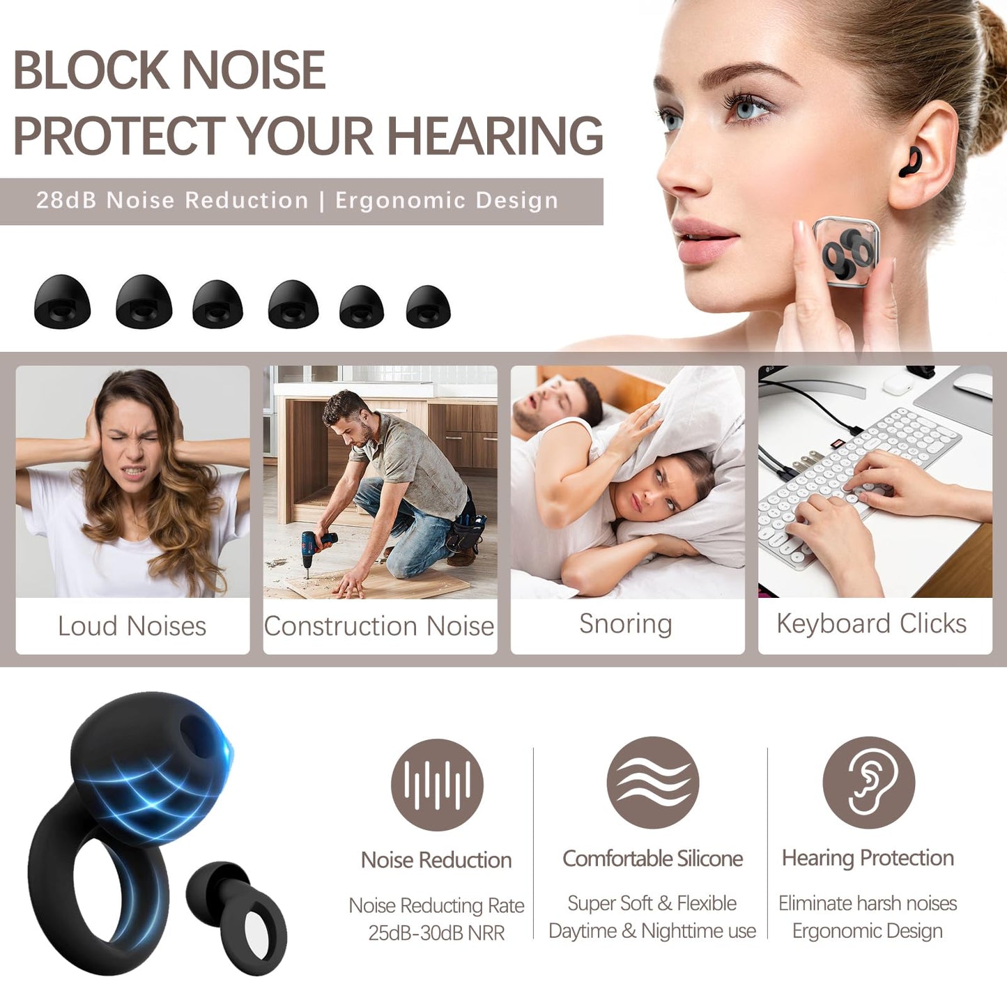 Silk Sleep Mask for Smaller Heads Women,100% Mulberry Silk Eye Mask with Sleep earplugs and Intelligence-Adjust Strap - 3D Contoured Sleeping Mask, Blackout Blindfold Travel noon Break Essentials