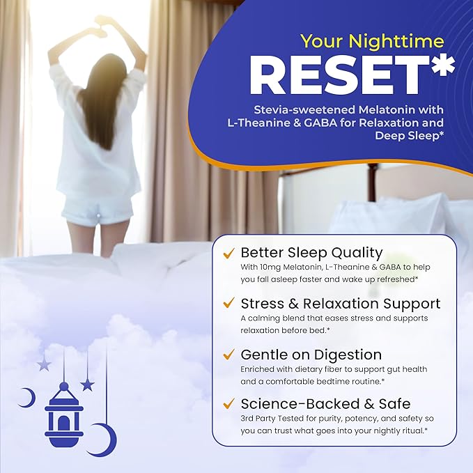 Dr Sugar Labs – Sleep Aid Melatonin Powder Drink Mix | 10mg Melatonin Sleep Supplement | 0 Sugar, Stevia-Sweetened with L-Theanine, GABA & Fiber | Bedtime Drink Mix for Restful Sleep – 30 Servings