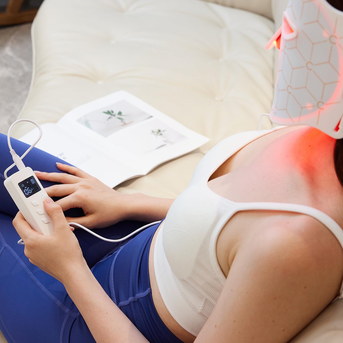 Cloakla K11 LED Red Light Therapy Face Mask & Neck | 7-Color Light Modes + Near-Infrared | 5 Timers & 3-Speed Settings| Portable Foldable Design for Home & Travel Skincare