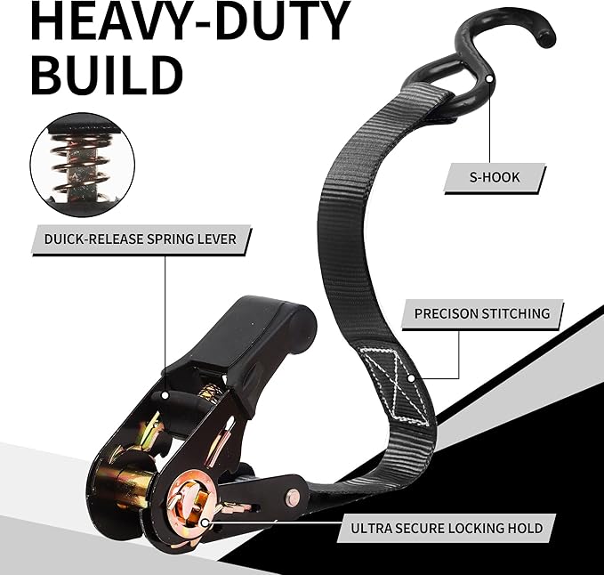 Cartman 1" x 15' Ratchet Tie Down up to 1500lbs 6pk in Carry Bag, Cargo Straps