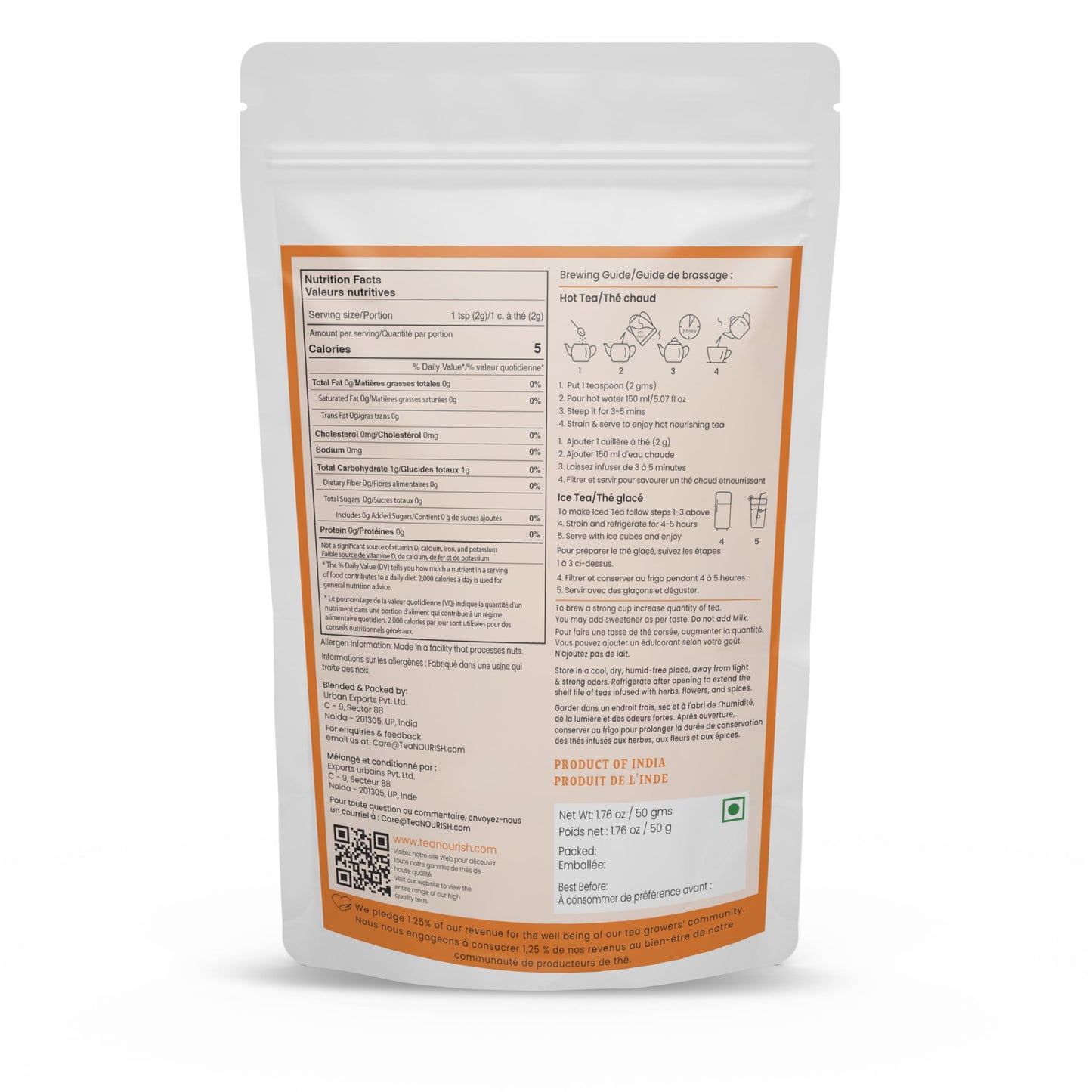 TeaNOURISH Chamomile Turmeric Herbal Tea | Calming and Relaxing | Chamomile, Turmeric, Black Pepper | Stress Buster | CAFFEINE-FREE | 100% NATURAL - 1.76oz/50g