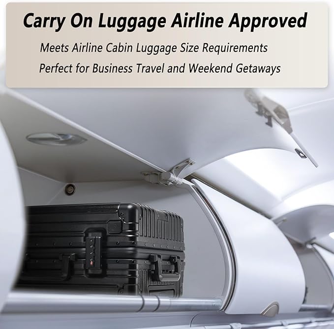 20 Inch Zipperless Carry On Luggage 22x14x9 Airline Approved with Spinner Wheels,Hard Shell Small Rolling Suitcase with TSA Approved for Travel Business Women Men,Black