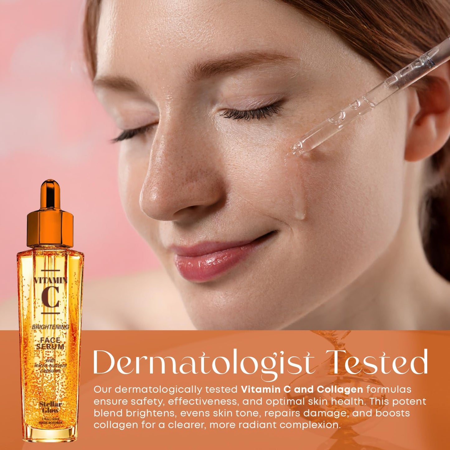 Stellar Glow Vitamin C Serum For Face - Dermatologist Tested, Anti-Aging Skin Care For Fine Lines, Wrinkles & Glass Skin - Revitalize & Hydrate, Fade Dark Spots, Evens Skin Tone - Korean, Clean Beauty