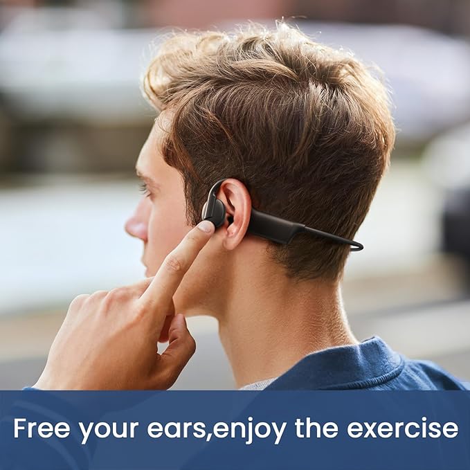 Bone Conduction Headphones-Wireless Bluetooth 5.3 Sport Open Ear Bone Conduction Headphones,IPX5 Sweat Resistant Headphone for Workout,Comfortable Fit with Hand Band Headset,Black Earphones