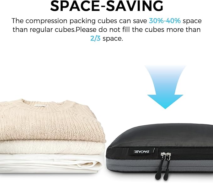 BAGAIL 6 Set Ultralight Compression Packing Cubes Packing Organizer for Travel Accessories Luggage Suitcase Backpack