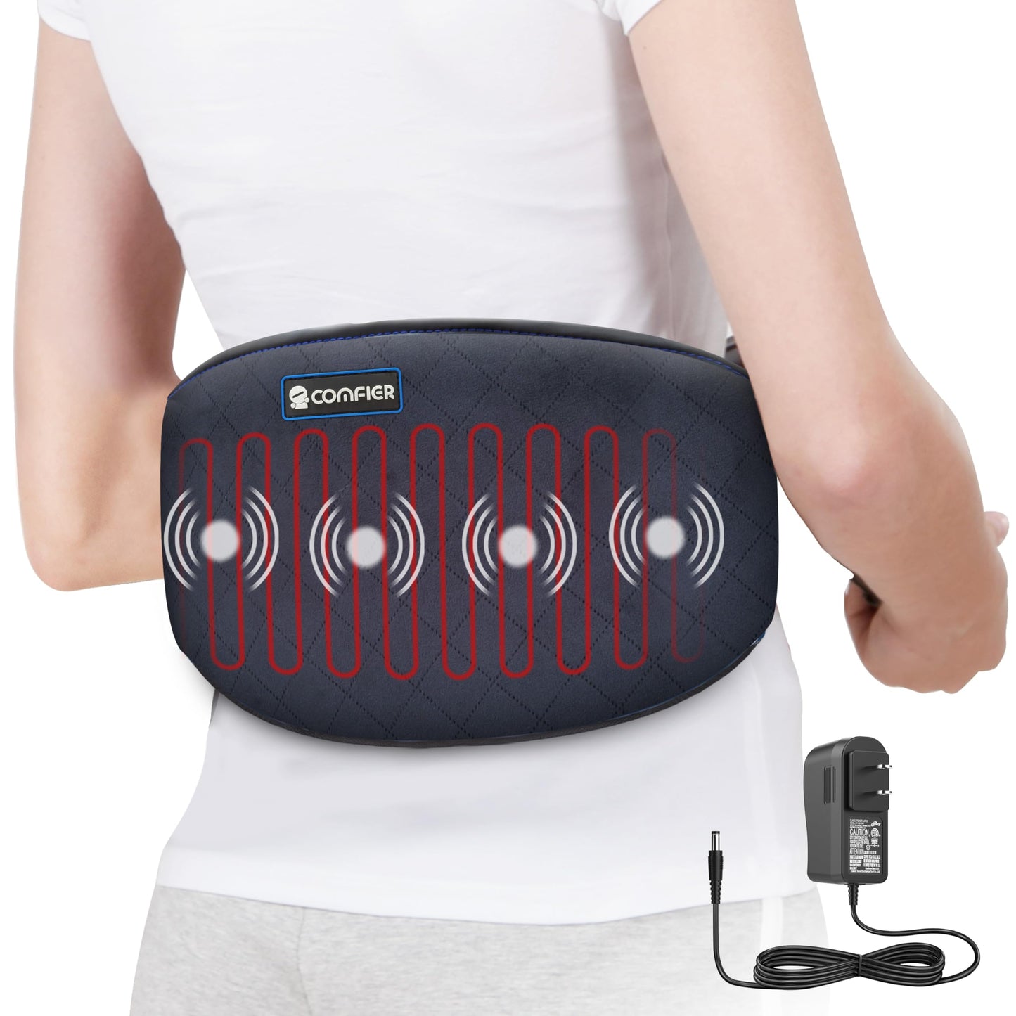 COMFIER Electric Heating Pad for Back Pain, Plug-in Vibration Lower Back Massager with Heat,Heat Pad with Auto Shut Off,Heated Waist Belt, Gifts for Women Men Mom Dad