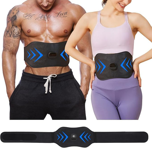 ABS Stimulator, EMS Muscle Stimulator, Ab Machine, Fitness Workout Equipment for Women and Men, Portable Muscle Toner for Abdomen, Black blue