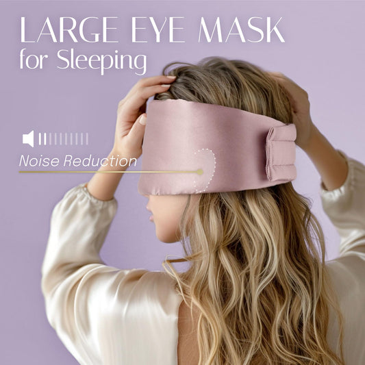 Silk Sleep Mask Soft Pressureless: 100% Mulberry Silk for Eye Skin Anti Wrinkles, Large Size for Total Blackout, Adjustable Wide Velcro Ear Cover