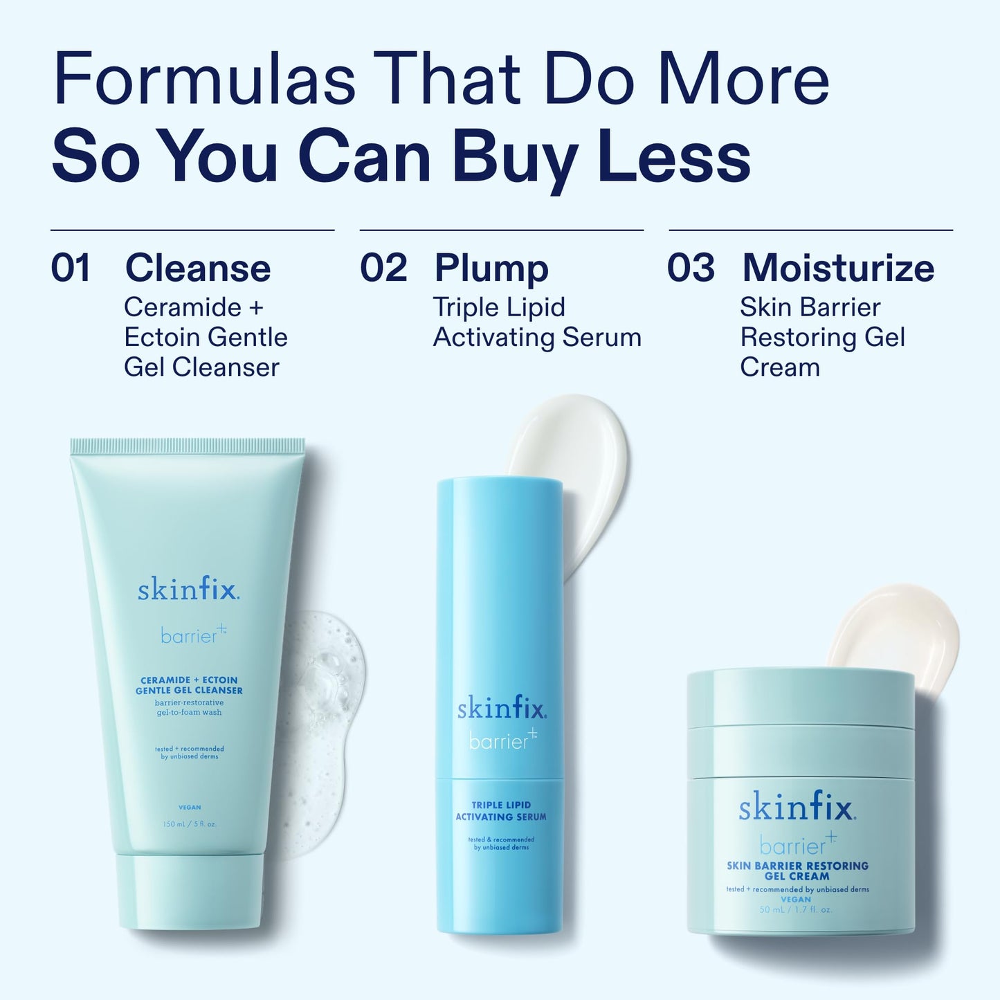 Skinfix Ceramide + Ectoin Gentle Gel Cleanser Mini - 1.5 oz - Removes Makeup & SPF - Cleanses & Hydrates Skin - Vegan, Cruelty Free