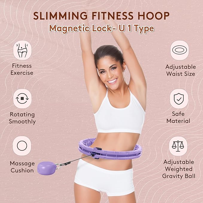 30/12 Knots, Upgraded Magnetic Lock Weighted Hula Hoop for Adults Weight Loss, Infinity Hoop Plus Size, Children Adults Home Outdoors, Fitness Exercise, Abdominal Toner