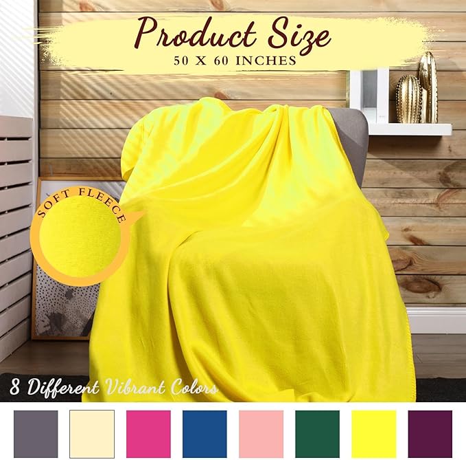 Kinlop 40 Packs Fleece Blanket Bulk 60 x 50 Inch Soft Lightweight Fleece Cozy Blanket Warm Throw Plush Pet Throw for Bed Couch Sofa Home Office Wedding Gifts Travel Camping (Vibrant Color)