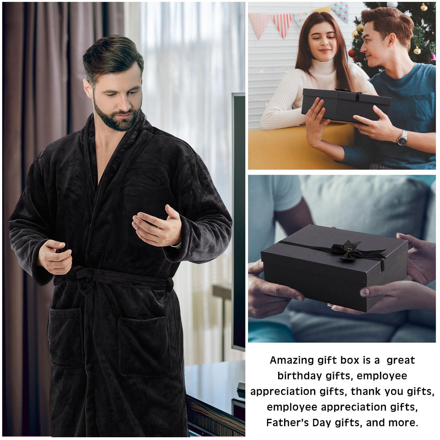 Nuogo 15 Pcs Birthday Gifts for Men Beard Care Set for Him Christmas Gifts Basket Ideas Kit for Men Tumbler Bath Robe for Dad Husband Boyfriend Box Christmas Gifts Baskets