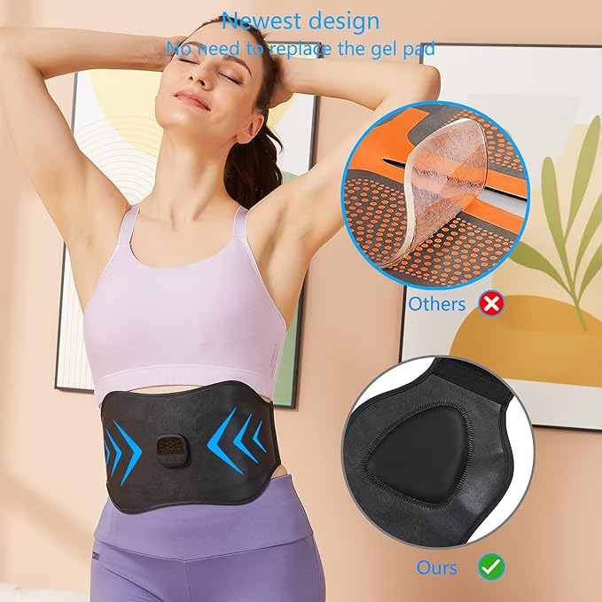 ABS Stimulator, EMS Muscle Stimulator, Ab Machine, Fitness Workout Equipment for Women and Men, Portable Muscle Toner for Abdomen, Black blue