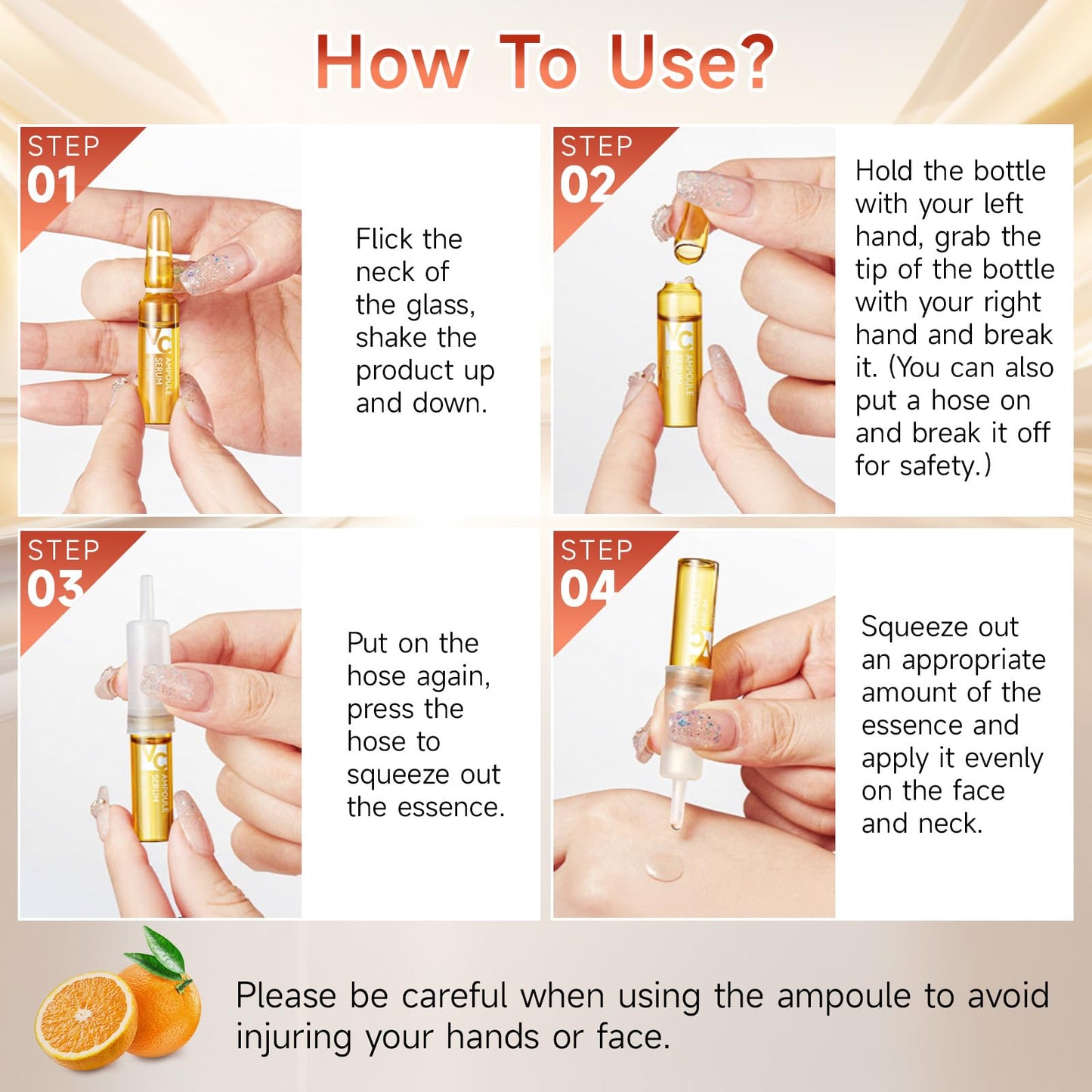 Vitamin C Face Serum, Hyaluronic Acid + Niacinamide + Ascorbic Acid, Anti Aging Facial Serum Ampoules for Wrinkles, Firmness & Moisturizing, Organic Vitamin C for Face with Three Boxes of 21 Ampoules