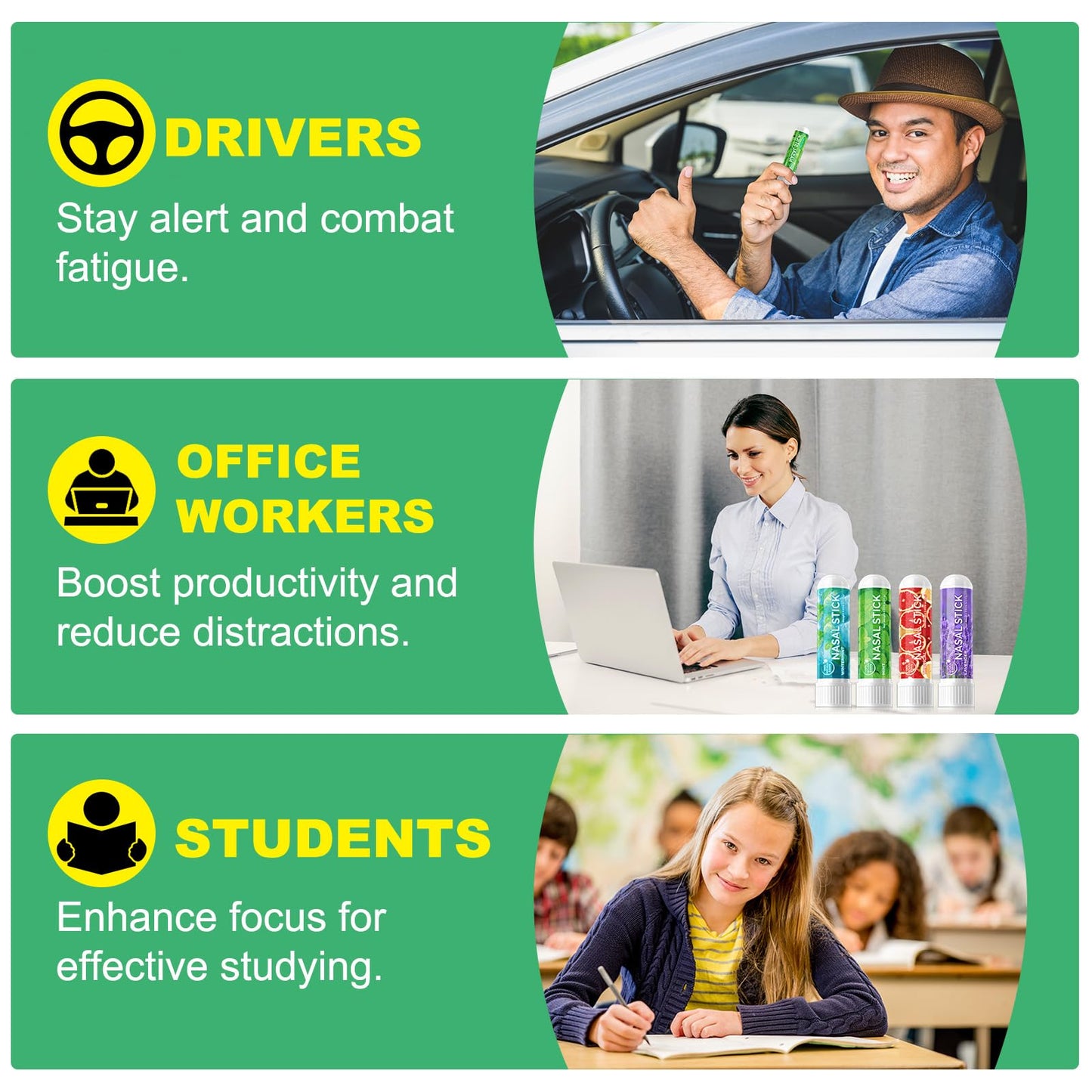 Nasal Stick 4 Pack,Nose Inhaler Stick,Nasal Inhaler,Boost Energy Set,Sinus & Congestion Relief, Daily Relaxation, Stress Relief, Pure Natural Ingredients (1)