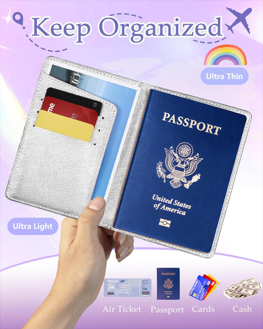 Slohif Mr and Mr Passport Holder and Luggage Tag Set – LGBTQ Pride Honeymoon Travel Accessories Wedding Valentines Day Gifts for Gay Couples Blue Silver