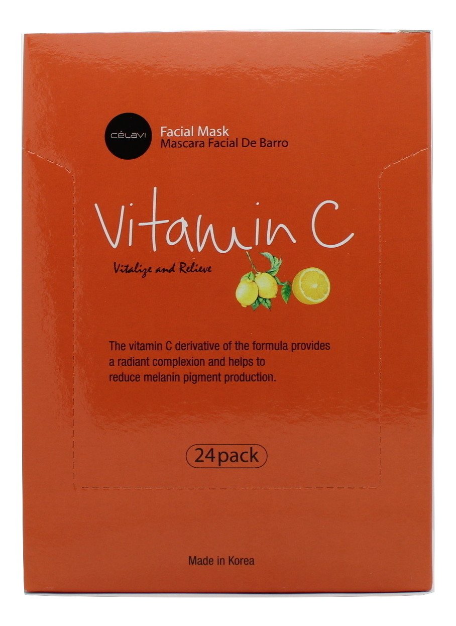 Celavi Essence Facial Mask Paper Sheet Korea Skin Care Moisturizing 24 Pack (Vitamin C)