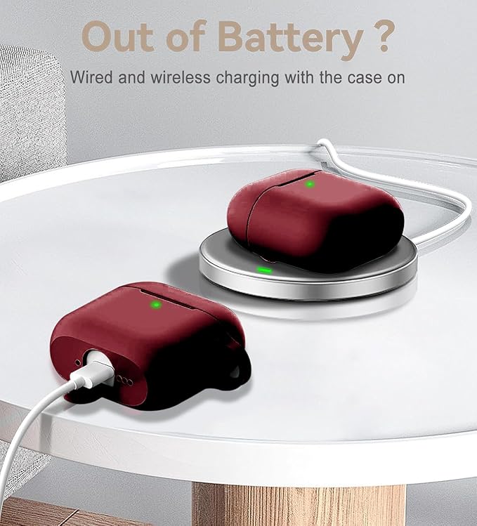 Case Cover for Apple Airpods 4 - VOTILE Airpods 4 Cases 2024 Cover Women Silicone iPods 4 Earbuds Wireless Accessorie Charging Cases Girl Bling Keychain for Airpod iPods 4th Generation - Burgundy