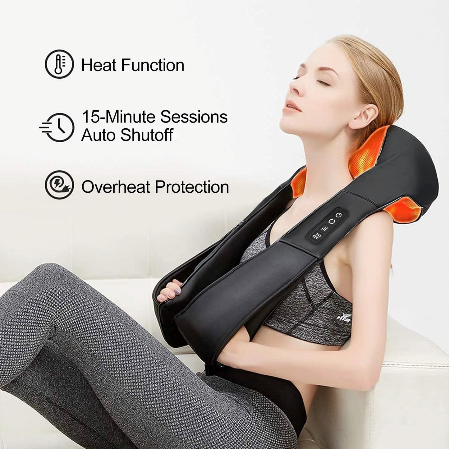 Medcursor Neck Massager, Portable Electric Neck and Back Massager with Heat, Deep Tissue 3D Kneading Pillow for Muscle Pain Relief, Ideal Father’s Day Gift, Not Cordless