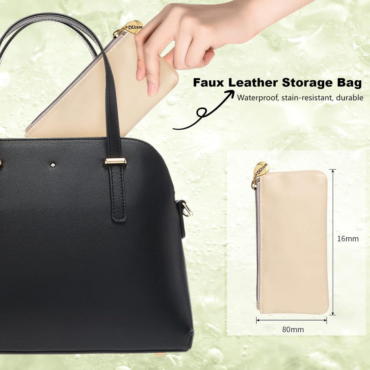 DUcare Travel Makeup Brushes Set with Bag,5PCS Portable Mini Cosmetic Brushes Kit for Powder,Blush,Foundation, Eyeshadow, Tapered Kabuki Coverage Mineral Bronzer Buffing Brush Green