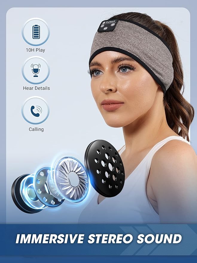 Sleep-Headphones-Bluetooth-Sleeping-Headband - Sleeping Headphones for Side Sleeper, Elastic Music Band Cozy ASMR Wireless Eye Mask Valentines Day Gifts for Her Him Wife Husband Women Men