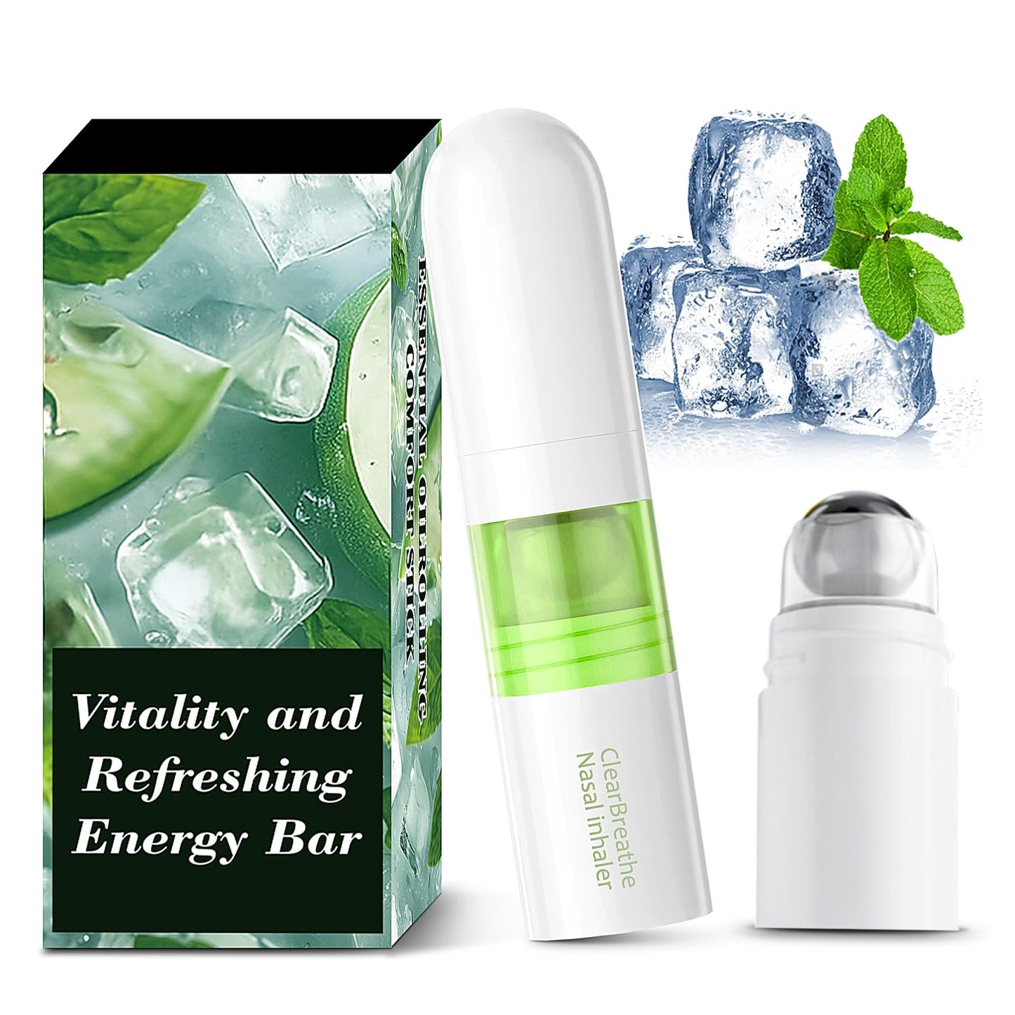 EXQUISLIFE Mint Nasal Stick with Peppermint Oil - Drug-Free Portable Nasal Inhaler for Sinus Relief & Mental Clarity, Soothing Aromatherapy Stick for Adults & Students, 1 Count (1)