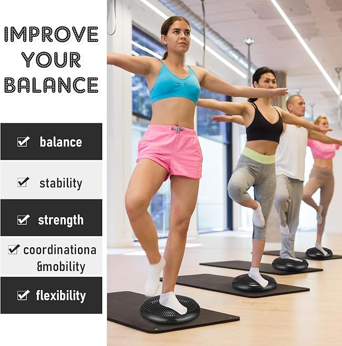 Jerify 4 Pcs Wiggle Seat Flexible Inflated Wobble Cushion Stability Balance Pad Balance Disc Sensory Seat for Men Women Fitness Physical Exercise Improving Posture Home Office