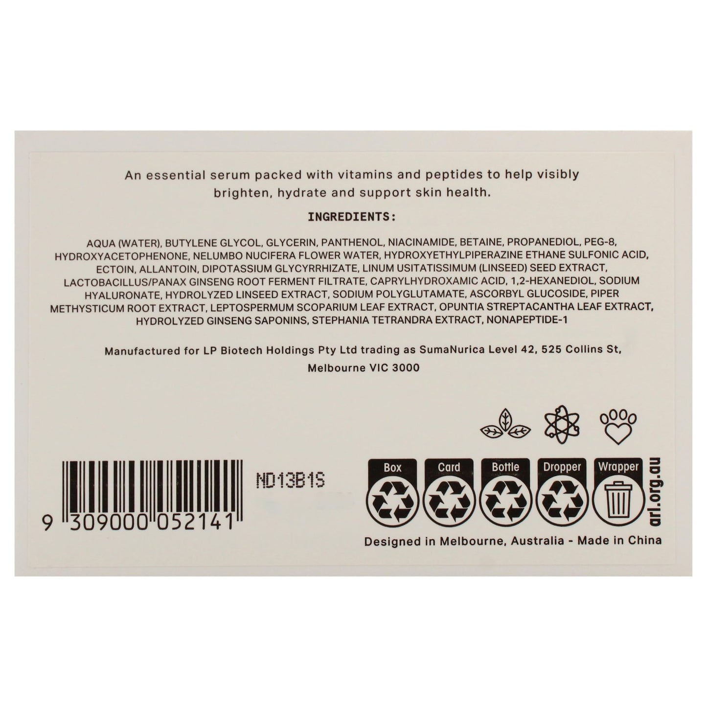 SumaNurica Nonapeptide Niacinamide Rejuvenating Serum Mini - Brightening Face Serum Improves Texture, Boost Hydration - Face Oil Brightens Complexion - Vegan and Fragrance Free - 6 x 0.33 oz
