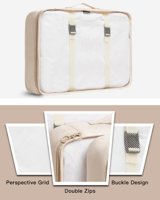 TRAILKICKER 9 Set Packing Cubes for Carry on Suitcase Travel Organizer Bags for Luggage Suitcase Organizer Bags Packing Cube Set for Packing Women Men (Beige)