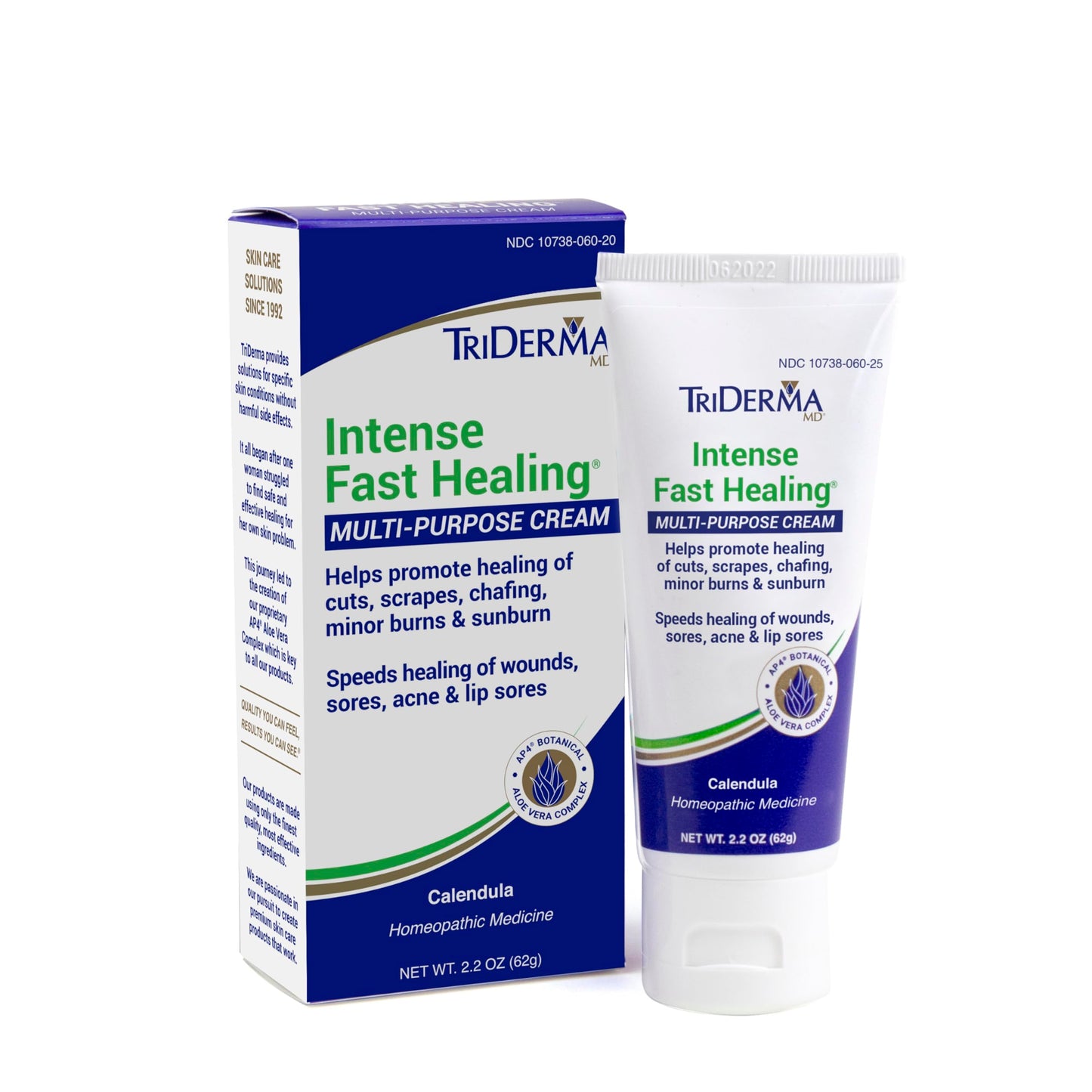 TriDerma Intense Fast Skin Healing Cream for Hard-to-Heal Skin Irritations, Sores, Rashes, Dry, Cracked Hands, Cuts, Chafing, Burns, Scrapes - First Aid Kit Essential - FSA Eligible - 2.2 oz