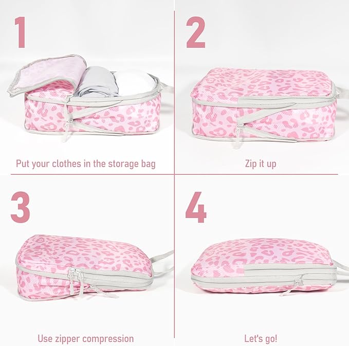 4-Piece Packing Cube Set - Lightweight Luggage Organizers for Travel, Vacation and Suitcases - Durable Accessories with Compression