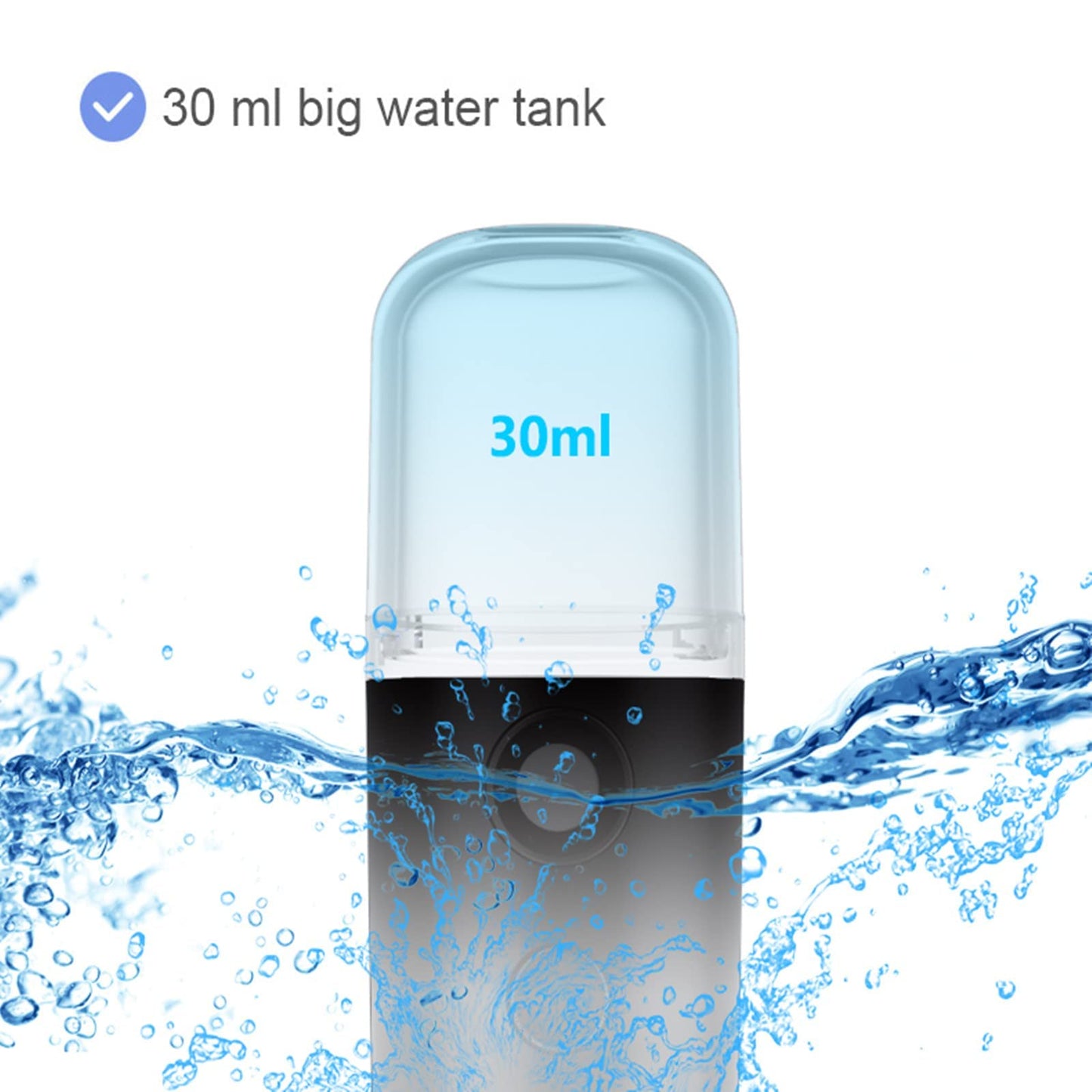 Kingsmile Nano Facial Mister,Moisturizing Nano Mist Sprayer, Portable Mini Nano Mister, Handy Lash Mister for Eyelash Extensions, Face Mister with 1OZ /30ML Visual Water Tank Black