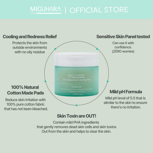 Cica Bakuchiol Calming Pad | Korean Skincare Toner Pad (150ml/5.07 fl.oz.)