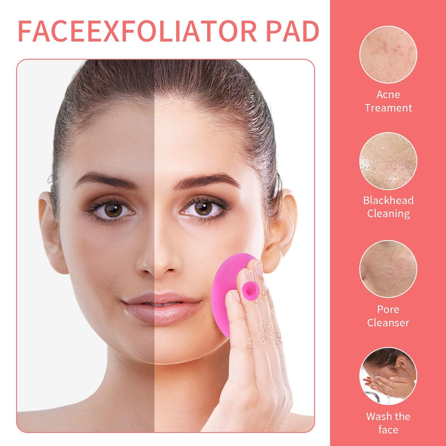 3 Pcs Lip Scrub Brush with Silicone Facial Cleansing Brush,2 Pcs Face Scrubber Gentle Exfoliating,Removing Blackhead,Massaging