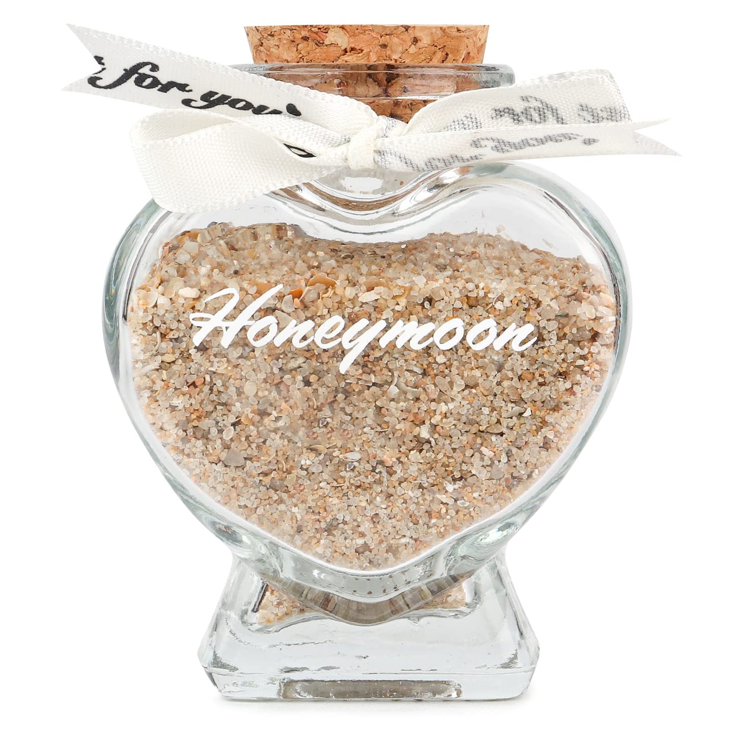 Honeymoon Sand Keepsake Jar - Honeymoon Gifts,Wedding Gift for Newlywed Couples and Bride To Be - Bridal Shower Registry Travel Gift. (White-Heart Shaped Jar)