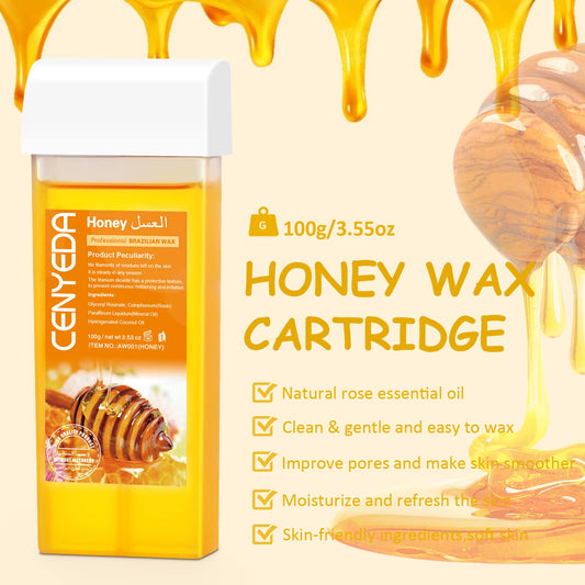 3 IN 1 Roll On Wax Kit, Waxing Kit for Hair Removal, Triple Roll-On Wax Warmer with 3 Honey Wax Cartridge Wax Roller Refill for Legs Arms and Underarm, Upgrade Heating System-Just 13 Mins Fast