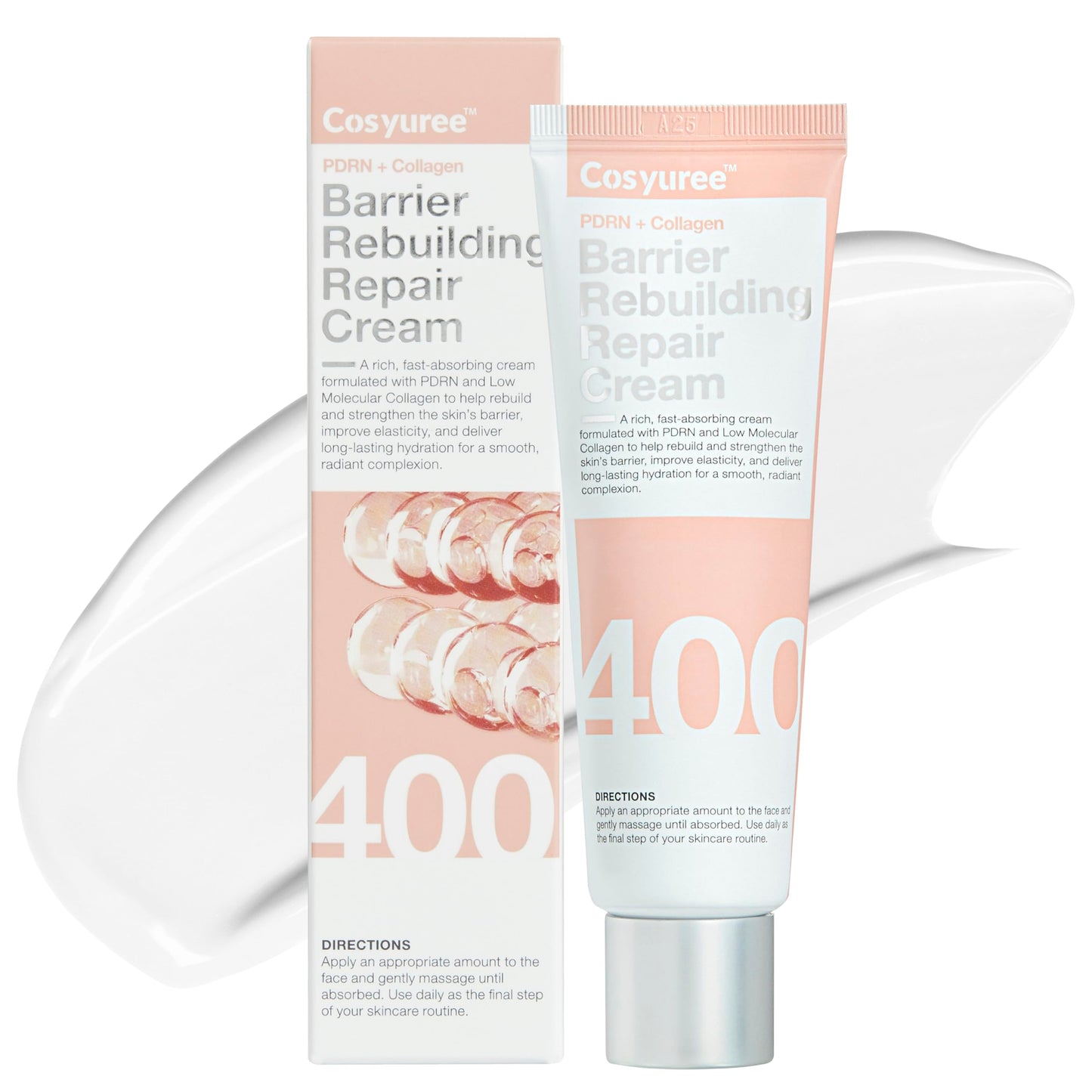 COSYUREE Collagen + PDRN Repair Cream, Hydrating & Firming Moisturizer for Face with Peptides & Niacinamide, Vegan Korean Skincare, 50ml (1.69 fl oz)