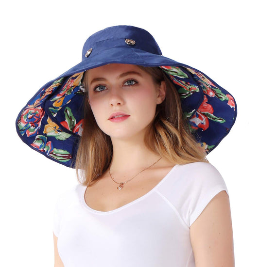 Packable Extra Large Brim Floppy Sun Hat Reversible UPF 50+ Beach Sun Bucket Hat