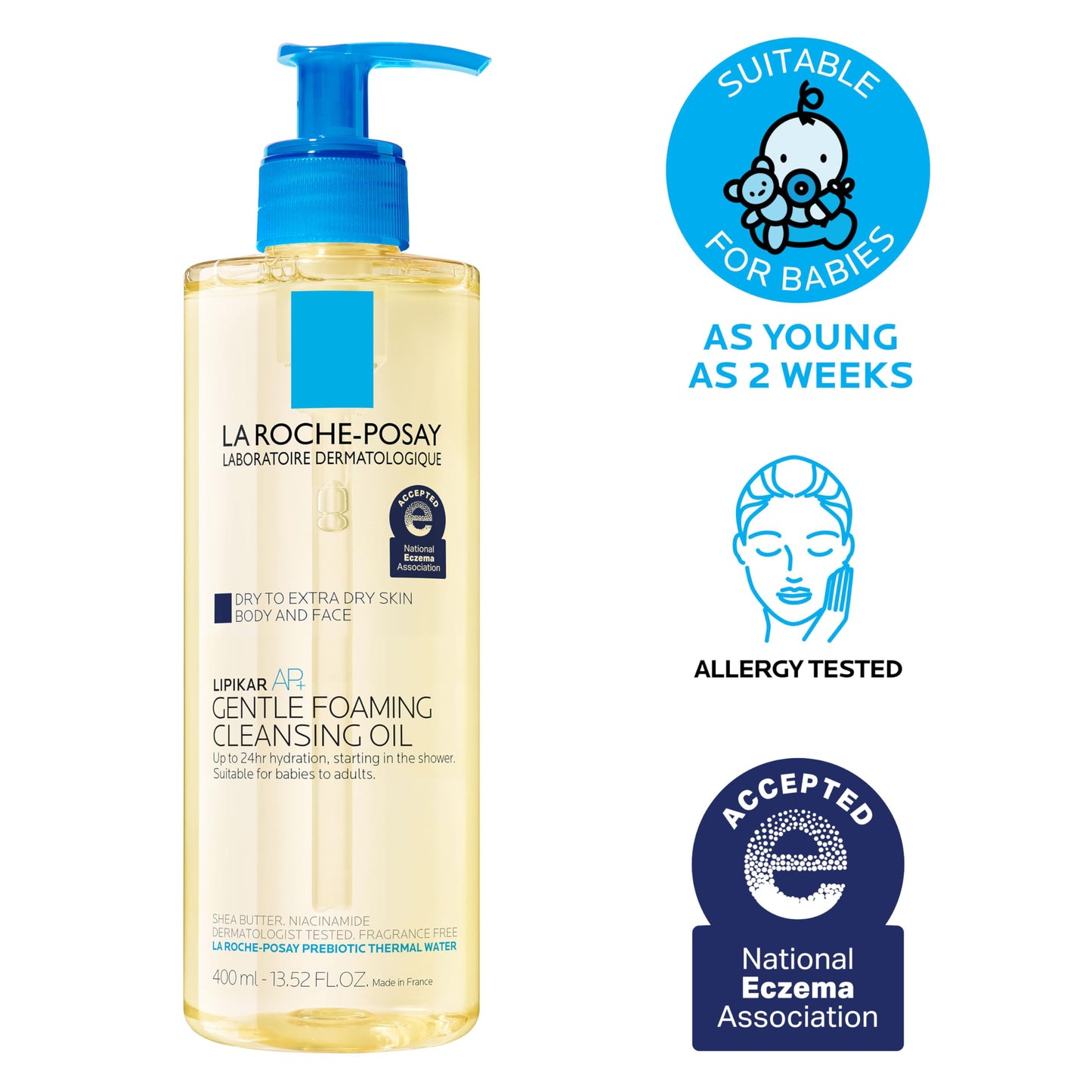 La Roche-Posay Lipikar Skin Care Set, Triple Repair Moisturizing Cream & Foaming Cleansing Oil, Body Lotion & Cleanser Formulated with Shea Butter, Long Lasitng Hydration, Fragrance Free