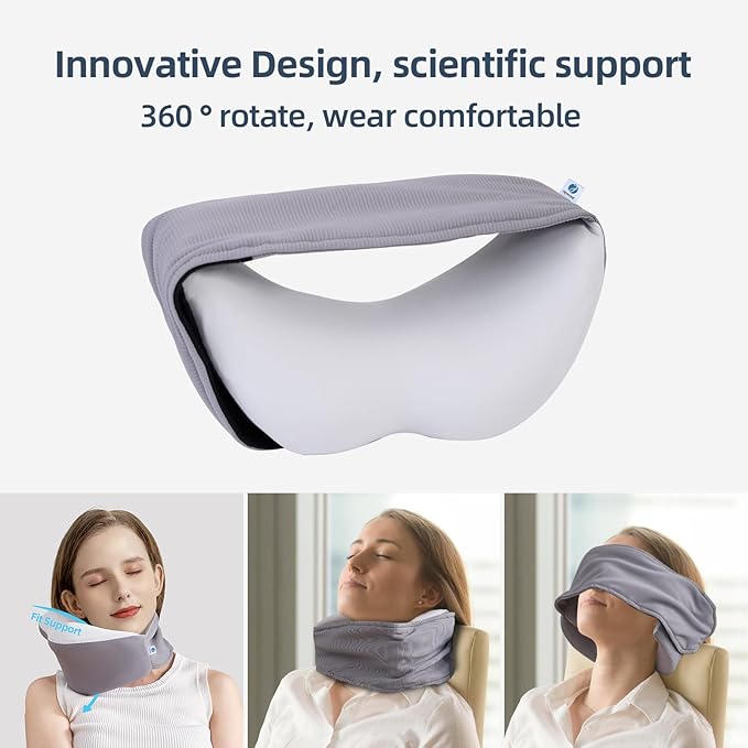Travel Pillows for Airplanes,Memory Foam Neck Pillow for Comfort on Airplane,Neck Travel Pillow with its own Eye mask, Ergonomic Design for Travel, Car Rides, Offices and Home Use,M-L Sizes