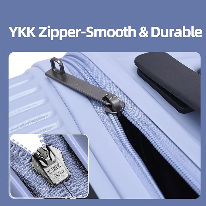 19 Inch Suitcase Hand Luggage with Front Pocket for 15.6" Laptop, 35 * 23 * 55cm, 43L, Ligthweight ABS+PC Hardshell Carry On, Lilac Purple